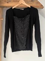 Schwarzer Pulli Strickjacke mit Bluse Punkte 2 in 1 Niedersachsen - Sehnde Vorschau