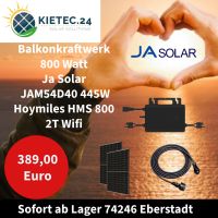 Balkonkraftwerk 800 Watt mit 2 x Ja Solar 445 Watt PV Modulen Hoymiles HMS 2 T Wifi und 5 Meter Anschlusskabel Baden-Württemberg - Eberstadt Vorschau