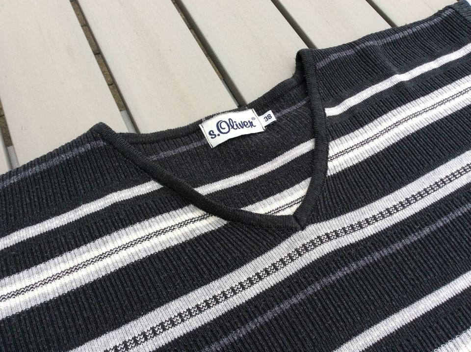 90-er s.Oliver Damen Pullover vintage oversize Gr.38 schwarz/weiß in Sendenhorst