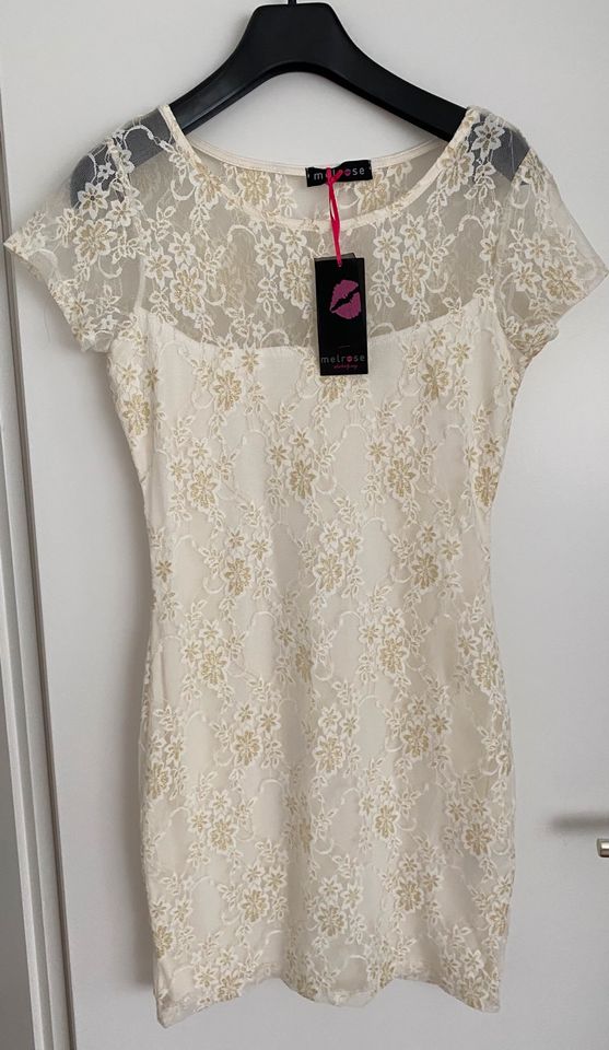 Melrose Kleid weiß/gold Gr. 36 Stretch NEU mit Etikett in Hannover