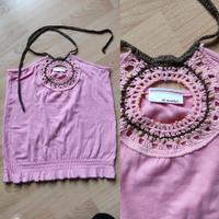 Neckholder Top rosa rosé al suelo Häkeloptik Stretch Bayern - Lindau Vorschau