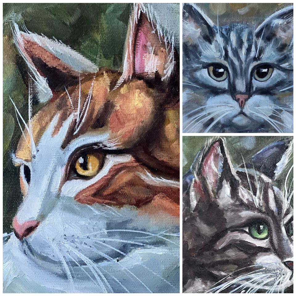 Ölgemälde «Sibirische Katze» 30x30cm - Unikat - handgemalt in Holzgerlingen