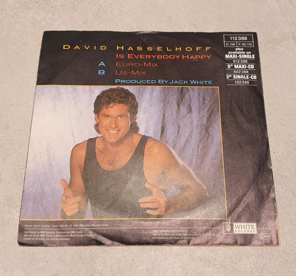David Hasselhoff signierte Single Autogramm Schallplatte Vinyl in Paderborn