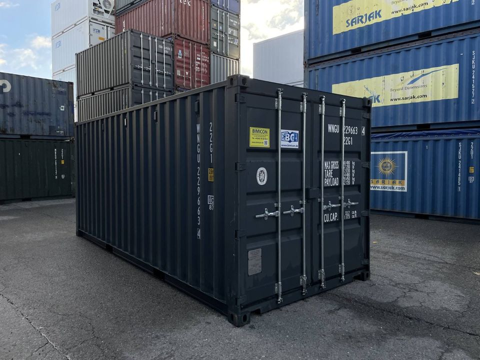 20 Fuß  Seercontainer mit STAHLFUSSBODEN + LICHT! / Lagercontainer / Materialcontainer RAL 7016 in Hamburg