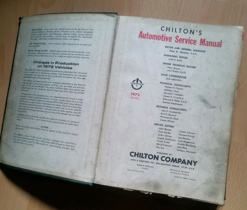 US Cars,Chilton's Motor age automotive Service Buch 1972 in Regensburg