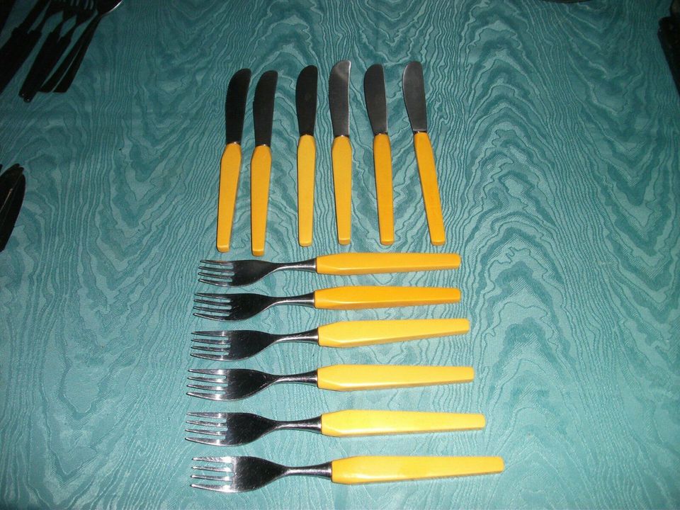 Besteck, Besteck - Set, 12 teilig, ( 6 x Messer, 6 x Gabel ) in Torgelow