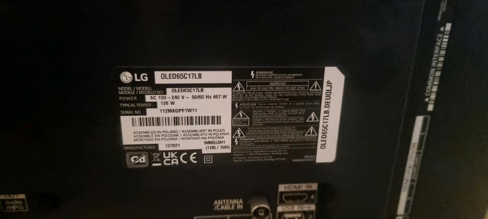 LG Smart Tv 65 Zoll Displeyschaden defekt. in Frankfurt am Main