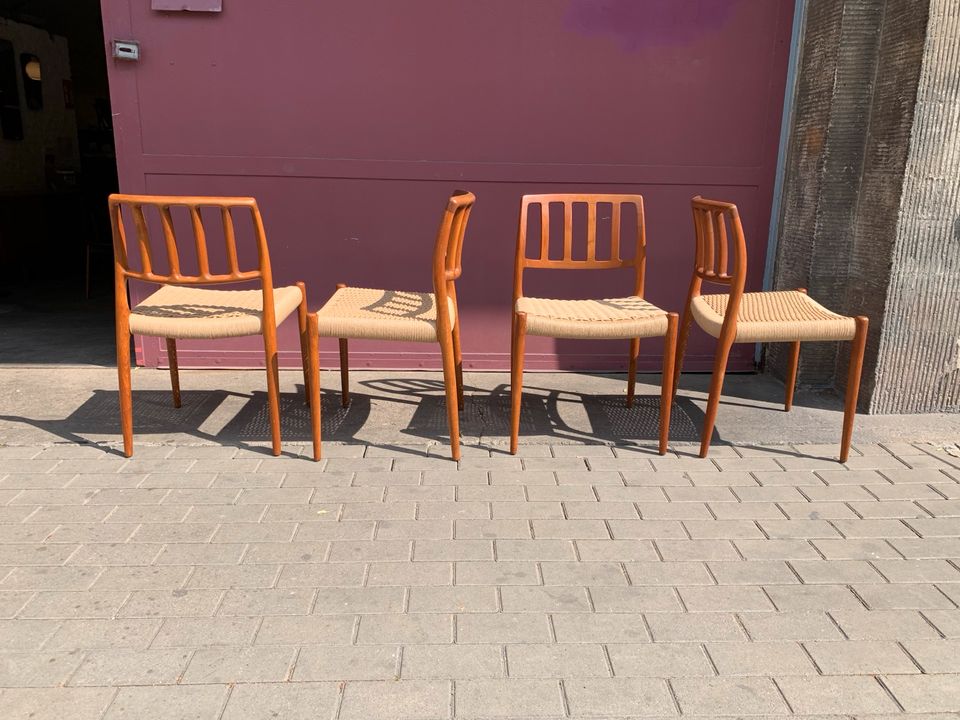 Niels Möller Modell nr 83 neu geflochten mit Papierkordel Teak Stühle Esszimmerstühle Danish Design mid Century Stuhl Dänemark 60er 70er Møller jl in Berlin