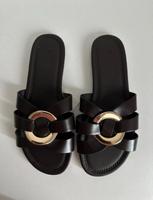Sandalen dunkelbraun braun Metallring in der Mitte Gr 40 h&m Nordrhein-Westfalen - Marl Vorschau