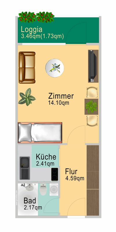 1 Zimmerwohnung mit Loggia in Friedrichsfelde in Berlin