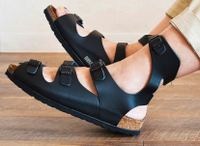 Birkenstock Athen 39 schmal schwarz Leder Hessen - Wiesbaden Vorschau