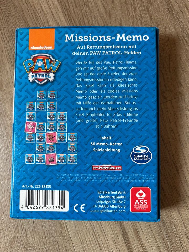 Missions-Memo von Paw Patrol, Kartenspiel in Jevenstedt