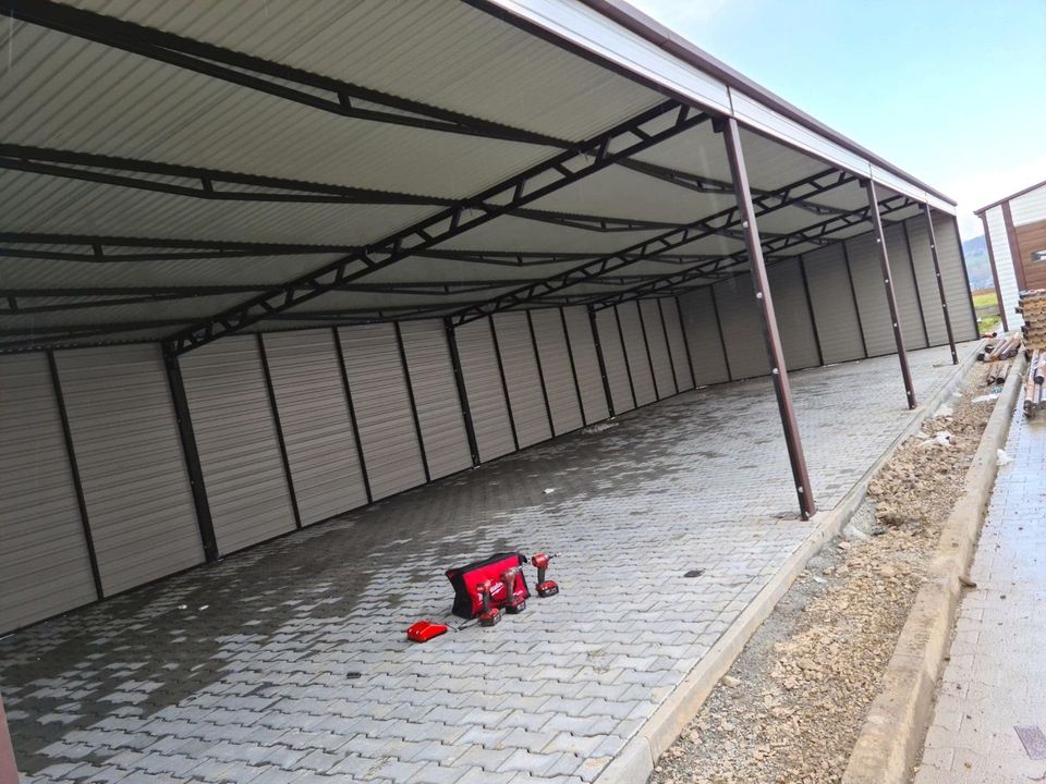 Fertiggarage Doppelgarage Lager Halle 6mx5m mit Carports 3mx5m in Rendsburg