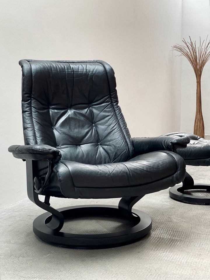 Stressless Ekornes Schwarz Relax Liege Drehsessel Sessel Leder in Reutlingen