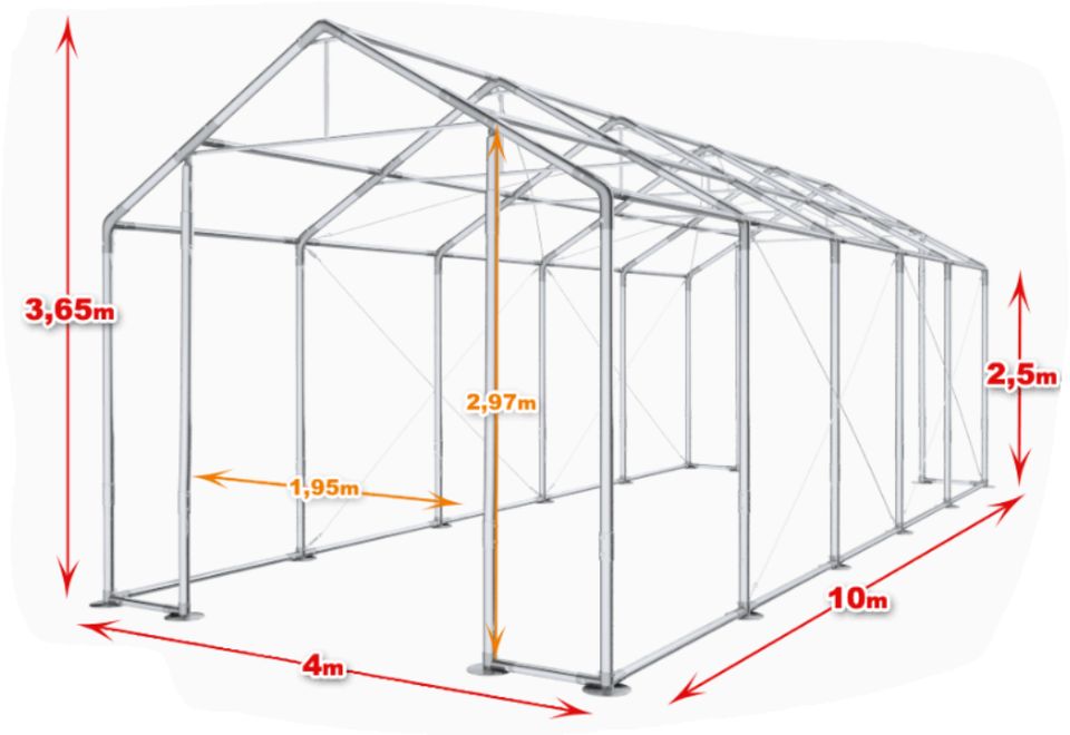 Lagerzelt Multisize 4x10x2,5m Ganzjährig Stabil Garage Unterstand in Görlitz