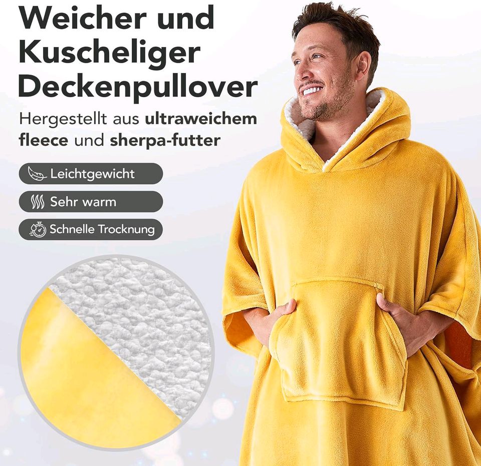 Übergröße Kapuzenpullover Decke mit Ärmeln Blanket Hoodie Decke in Koblenz