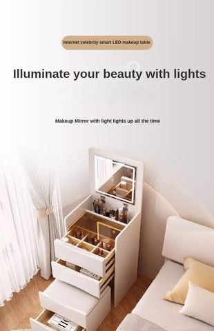 MINIMALIST BEDROOM MAKEUP STATION WITH MIRROR AND LIGHTS in Saarbrücken