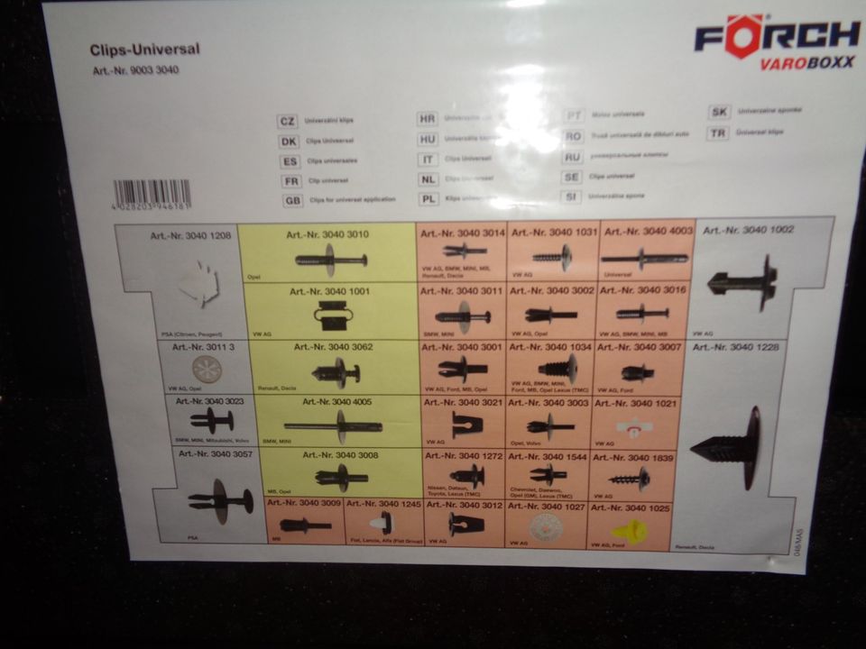 850 Teile, Kfz-Clips-Universal Sortiment in VAROBOXX, L-Boxx,Auto in Ziethen