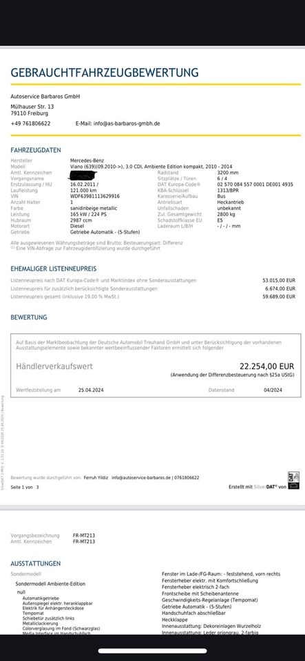 Mercedes Viano 3.0 CDI kompakt in Freiburg im Breisgau