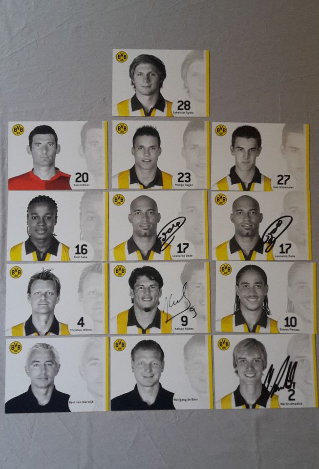 ca. 300 x BVB Autogrammkarten Borussia Dortmund 1982 - 2021 in Jerxheim