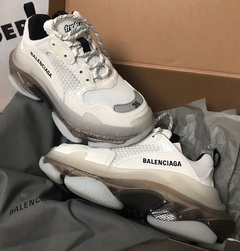 Original BALENCIAGA Triple S white grey Größe 36 weiß grau in Saarlouis