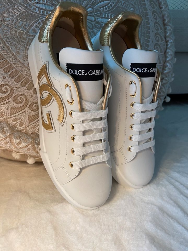 Dolce & Gabbana Sneaker weiß gold Größe 41 neu in Essen