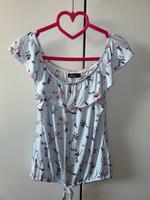 Off-Shoulder Shirt mit Blumenmuster und Bund Bayern - Helmbrechts Vorschau