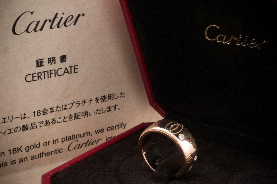 CARTIER RING CC Logo mit BRILLANTEN in 750er ROTGOLD Größe 51 in Wegberg