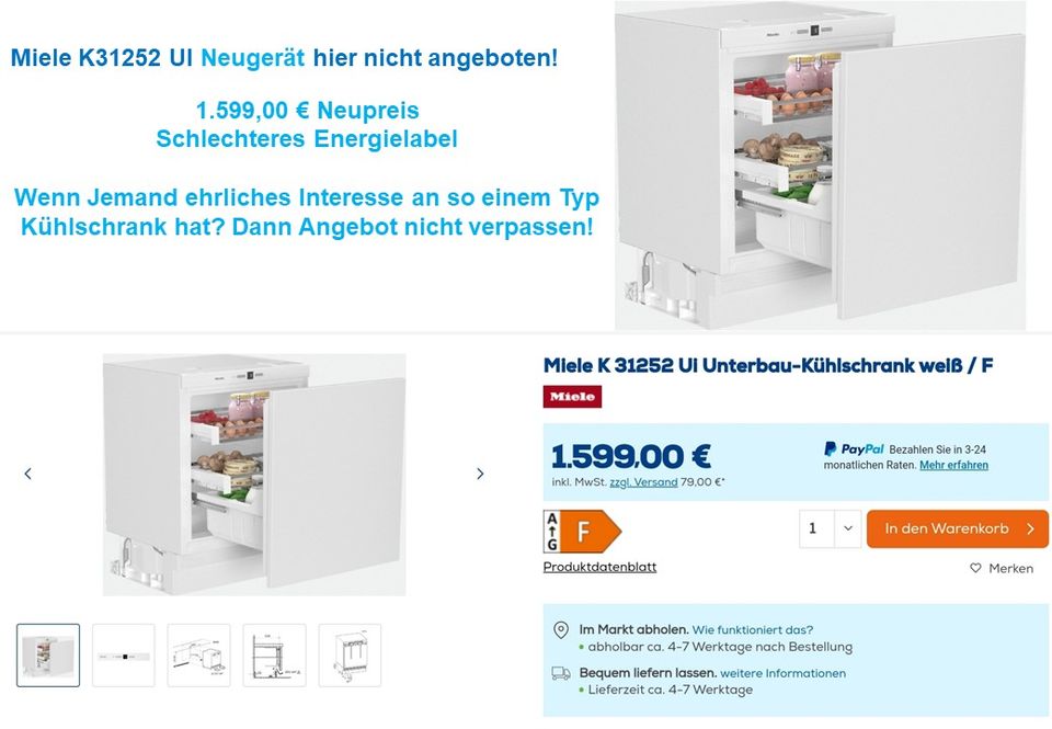 Miele Kühlschrank Auszugskühlschrank Unterbau in Dresden
