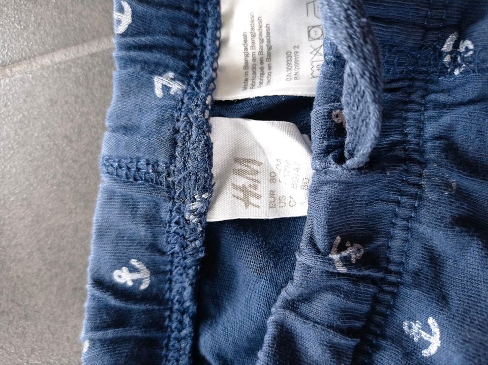 Kurze Hose Jungen blau Anker H&M 80 in Hilpoltstein