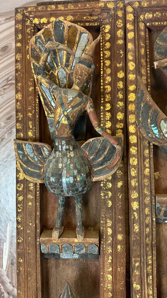 PAAR ANTIKE WAND ELEMENTE TÜR RAHMEN THAILAND UM 1900 FIGUREN SKULPTUREN 252cm - Versand möglich 79 Euro - Wir sind für Sie da lokal in 86830 Schwabmünchen oder online ARTHOME24 in Schwabmünchen