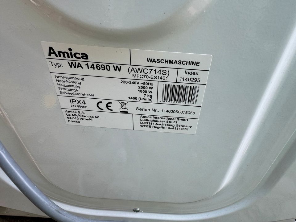 Amica Waschmaschine 7Kg A+++ mit Lieferung in Berlin