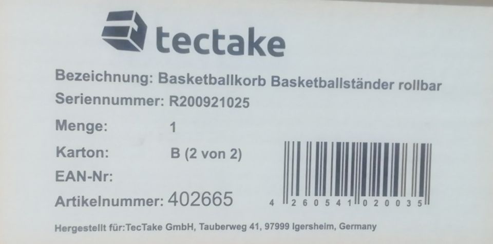 TecTake Basketballkorb in Grosshartmansdorf