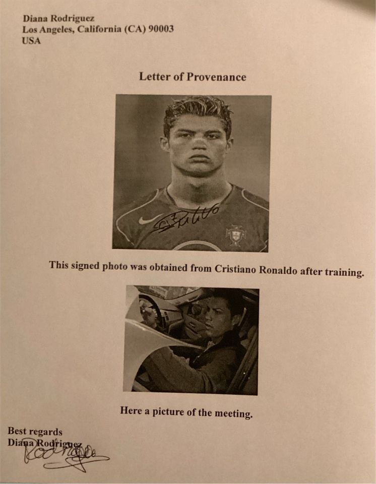 Cristiano Ronaldo – Original Autogramm + Provenienz Brief in Kamp-Lintfort