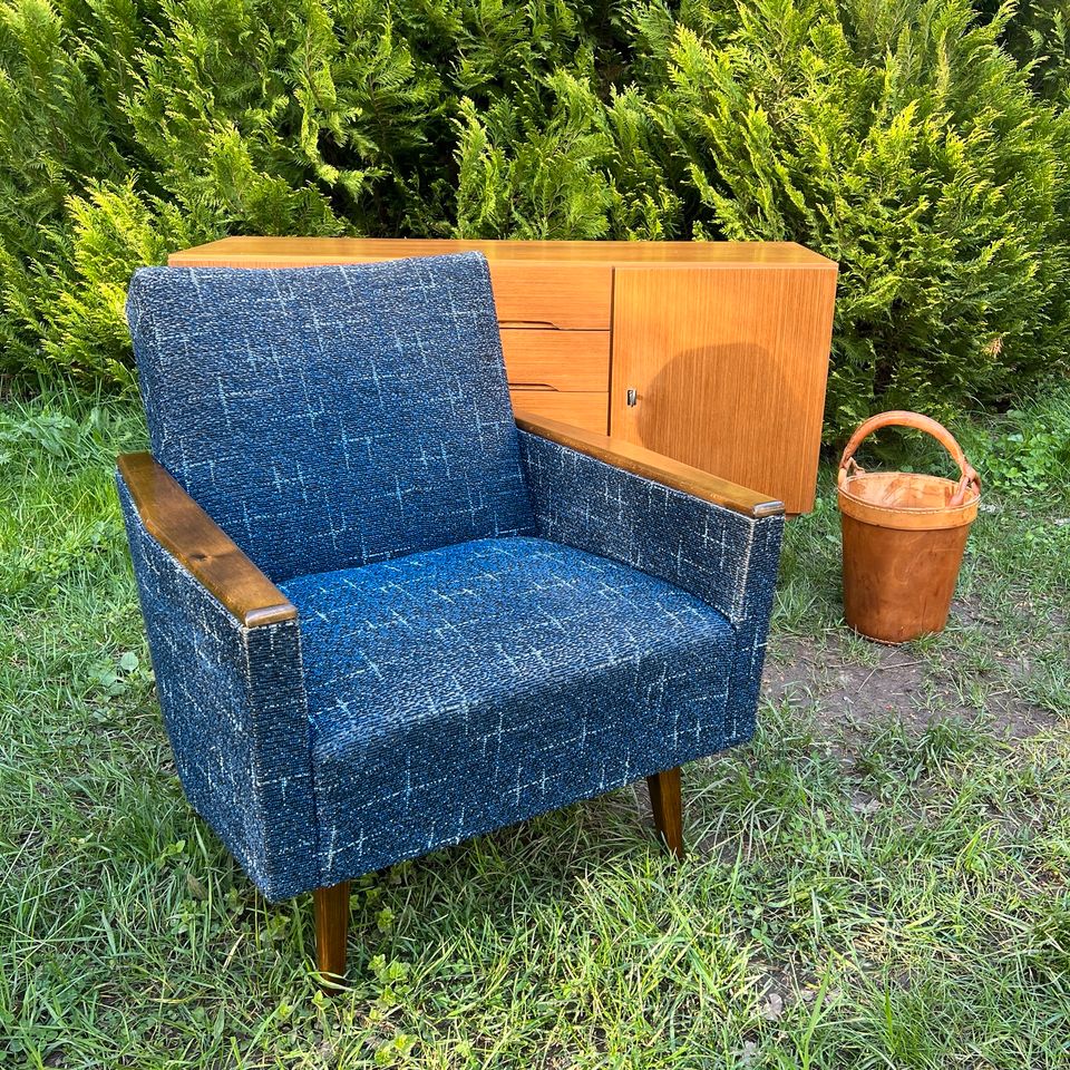 2 Stück Vintage Mid-Century Sessel Blau 60er 50er in Trier