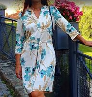 Kleid beige türkis creme seidig Gr. 38 - wie neu Hessen - Hanau Vorschau