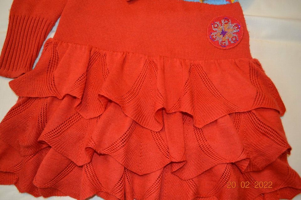 PAMPOLINA Kleid Strickkleid blazing orange, Größe 128 in Neumarkt i.d.OPf.