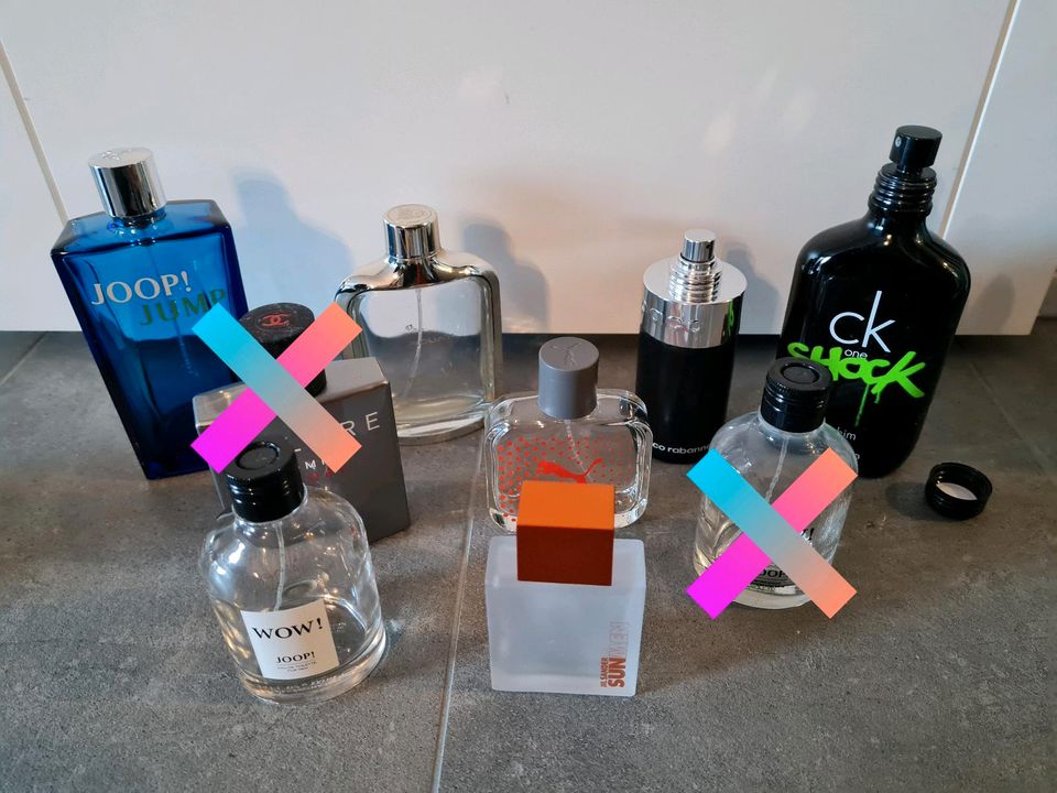 Leere Parfüm Flakons, Joop, Chanel, CK, Paco Rabanne, Puma in Bottrop