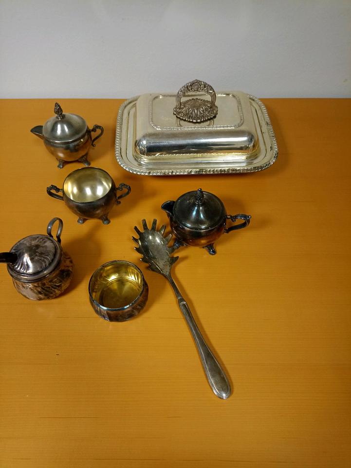 Konvolut versilberte (Silber?) Küchenutensilien - alt Handarbeit in München