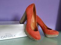 Catwalk High Heels Plateau Gr.37 Orange beige gold Nordrhein-Westfalen - Kirchlengern Vorschau
