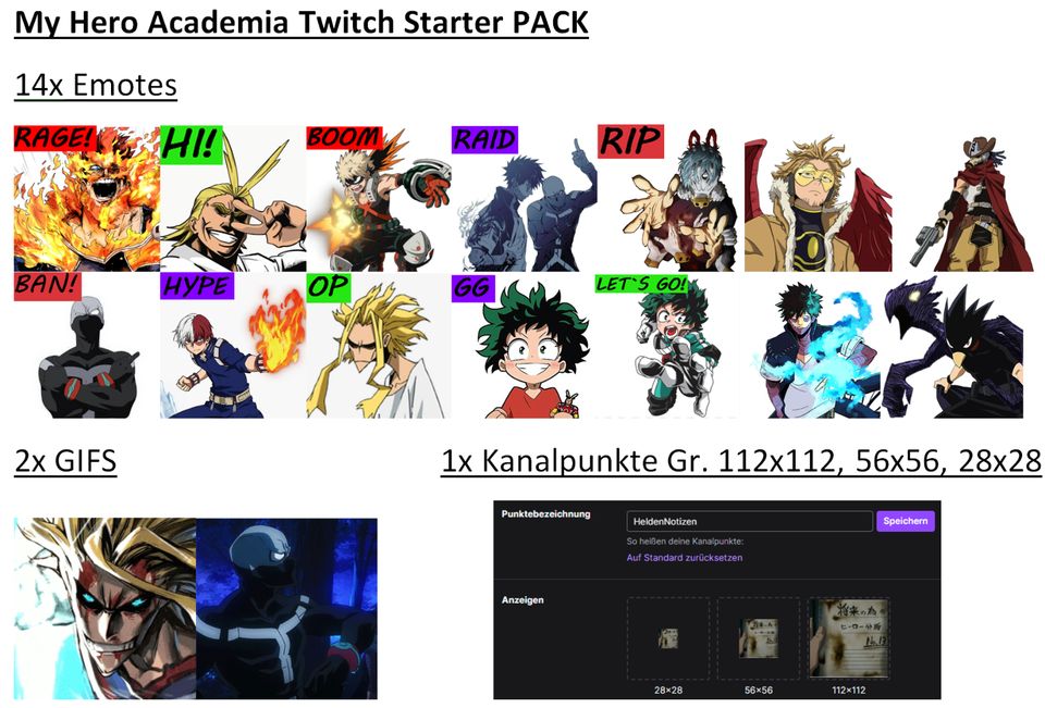 MY HERO ACADEMIA Starter Twitch Pack | Stream Overlay, Emotes in Neutraubling