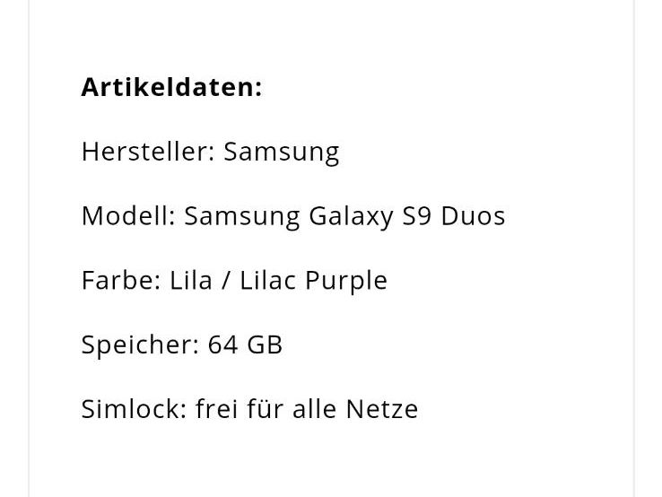 Samsung Galaxy S9 Duos Purple in Herne