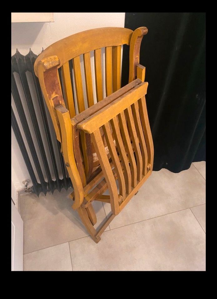 Deck chair Sonnenliege Teak Holz 70er 80er vintage Liegestuhl in Wesel