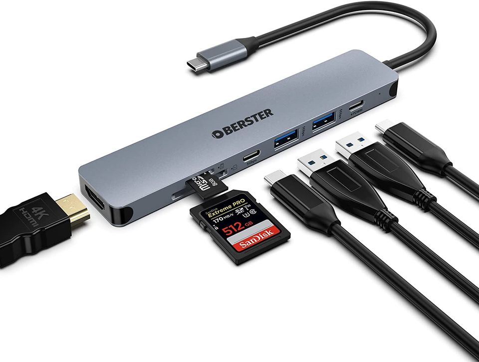 USB C 3.0 Hub Dual Monitor, 7 in 1 Multiport USB C Dock 4K HDMI in Ibbenbüren