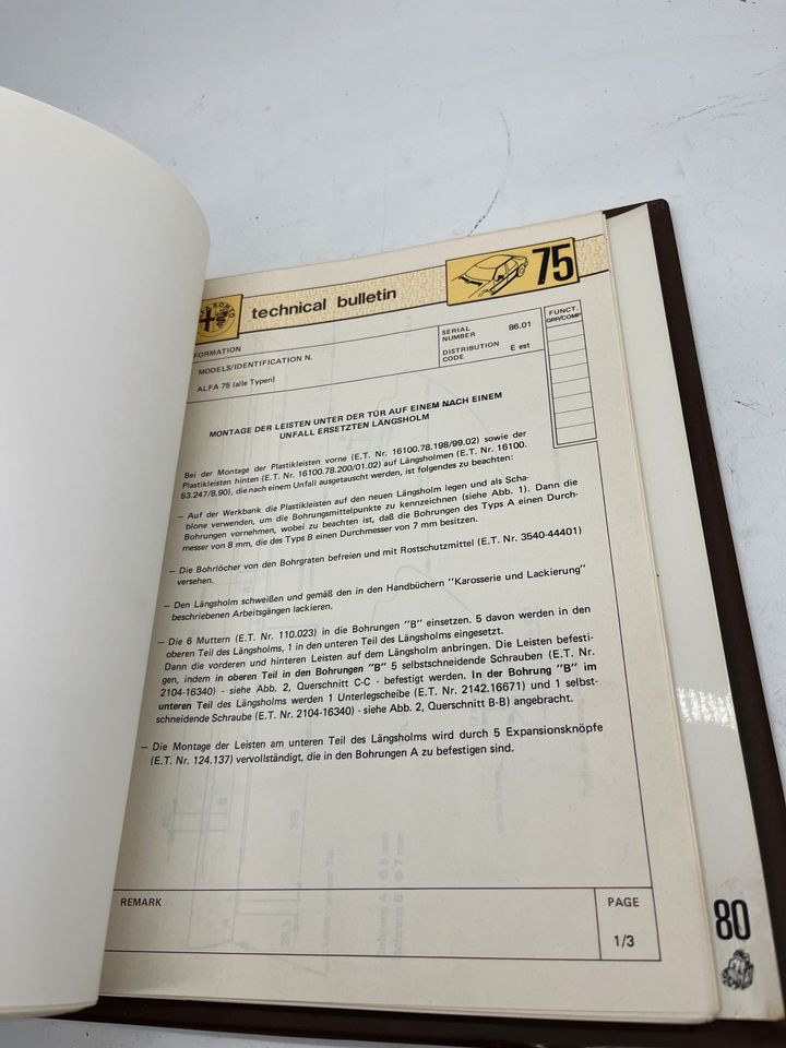 Alfa Romeo 90 75 Werkstatthandbuch Technical Bulletin in Ruhmannsfelden