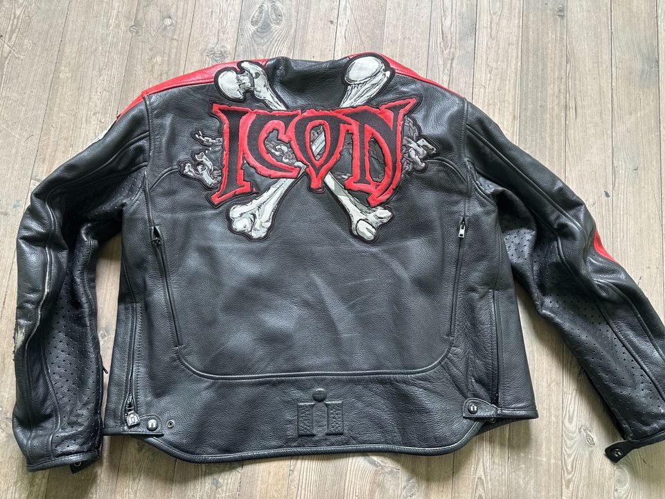 Icon Skull Lederjacke Gr L no Rokker Alpinestars Dainese in Mühldorf a.Inn