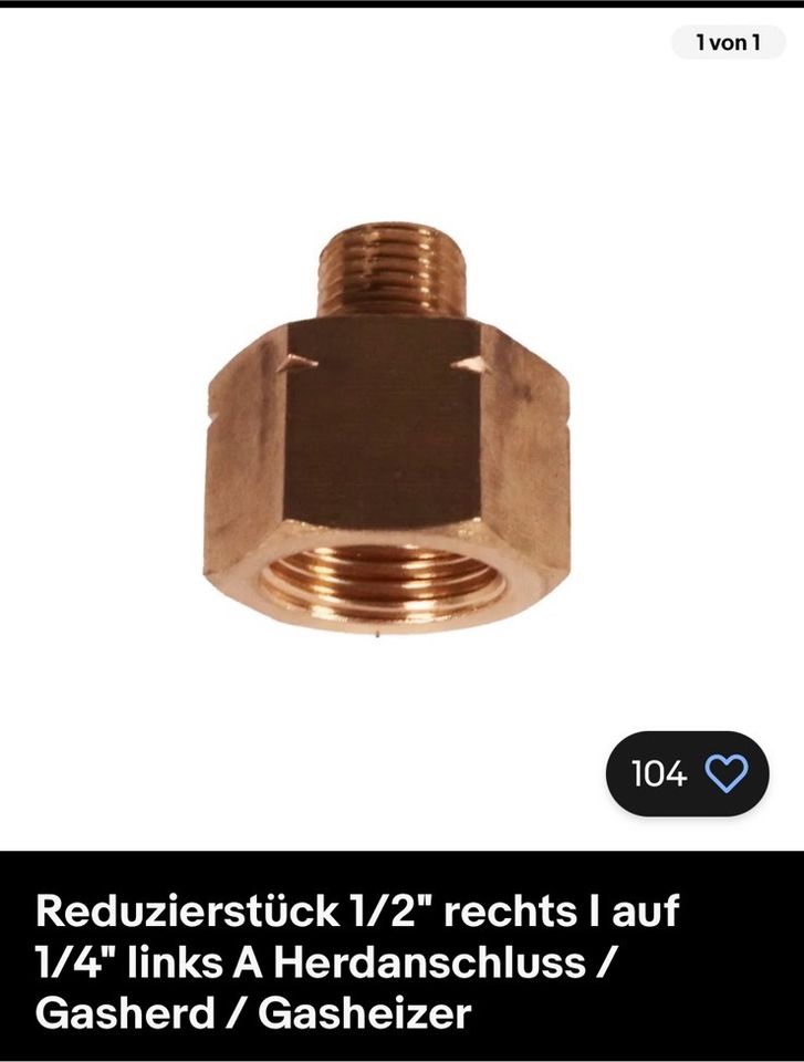 Reduzierstück 1/2“ rechts auf 1/4“ links Herdanschluss/ Gas in Dresden