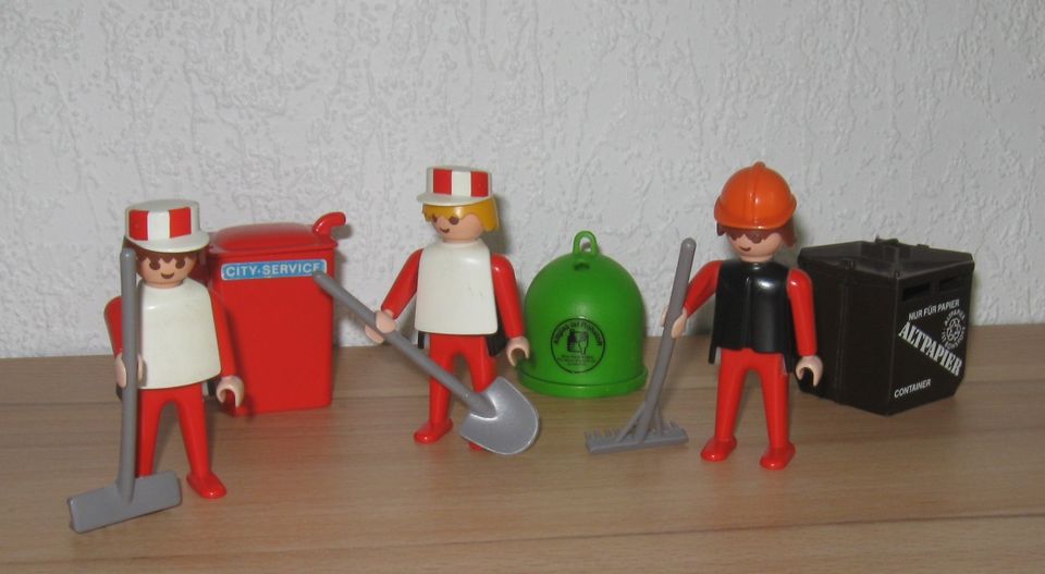 Playmobil Geobra Müllmänner Glascontainer Altpapier City Service in Karlsruhe