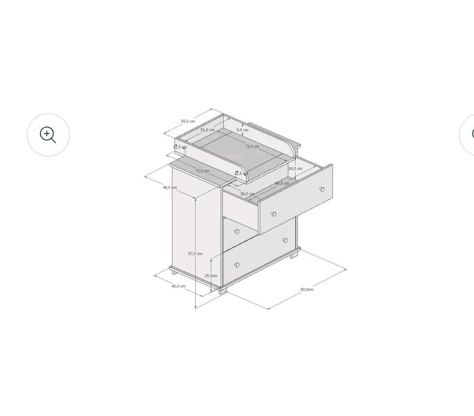 Wickelkommode Wickeltisch 3 Schublade in Hagen