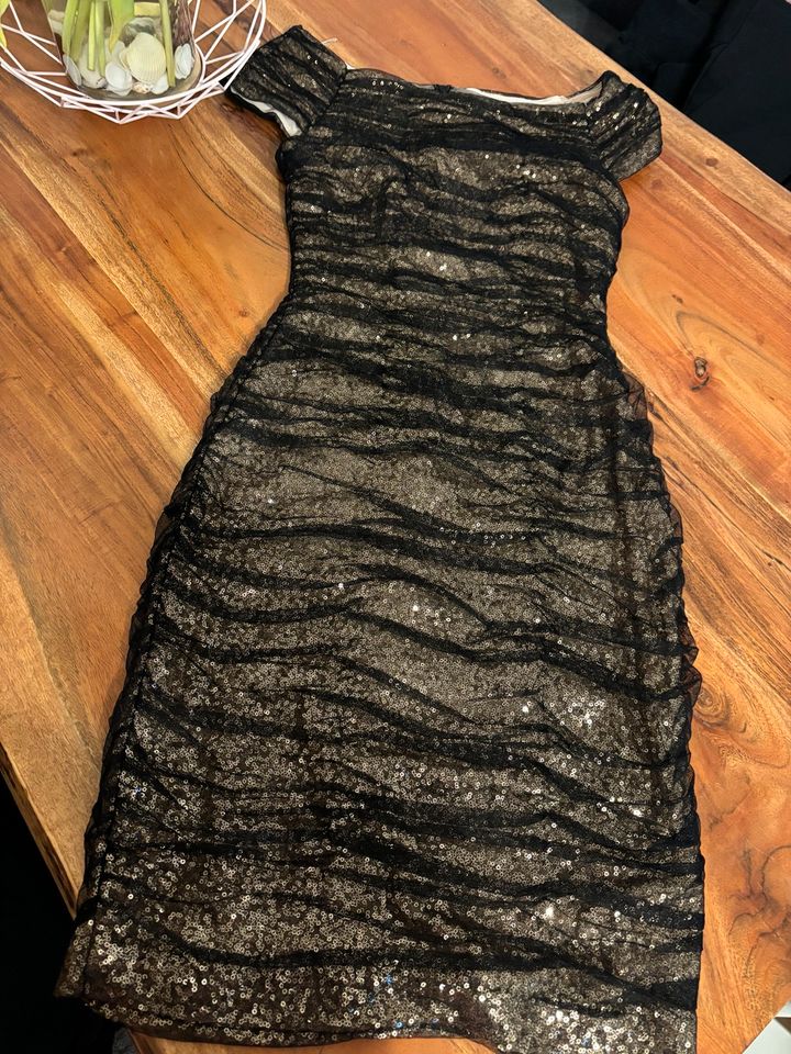 Ralph Lauren Coktailkleid Gr S schwarz Gold Glitzer in Bad Wörishofen